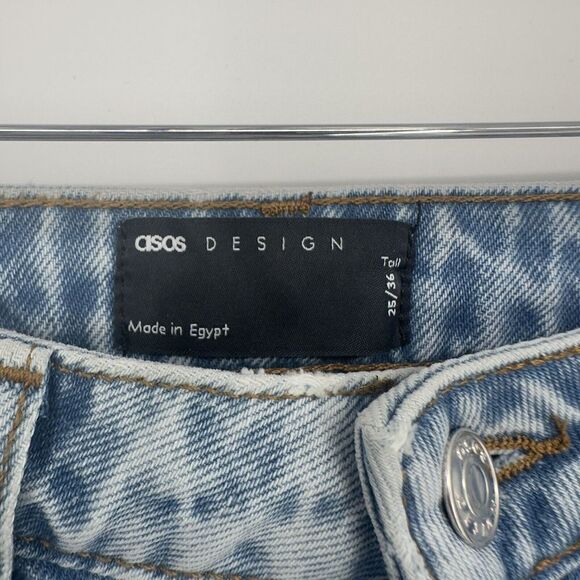 Asos Design Denim Women's Sz 25 x 36 High Waisted Light‎ Wash Straight Leg Jeans - Picture 4 of 9